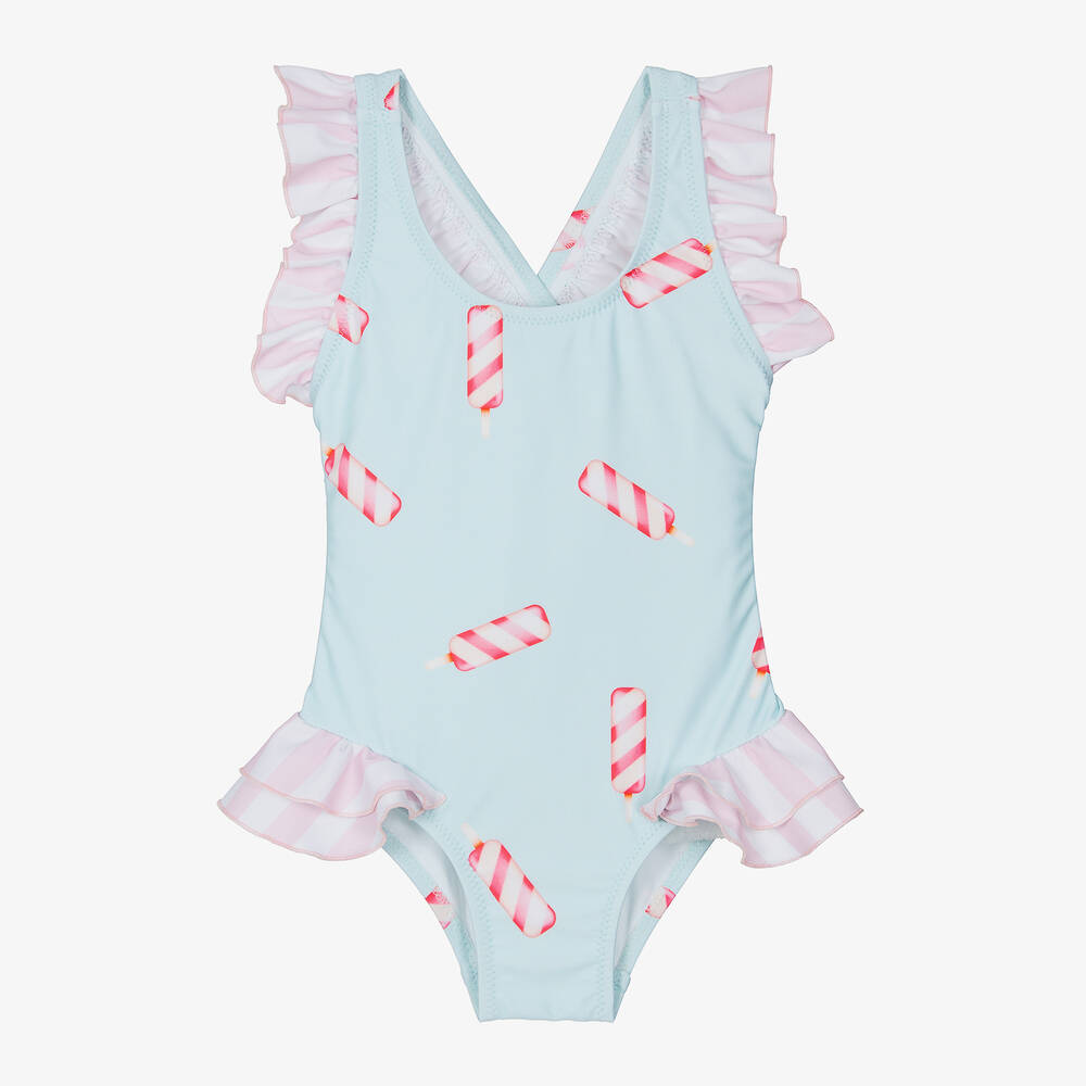 Phi Clothing - Girls Blue Ice Lolly Swimsuit | Childrensalon