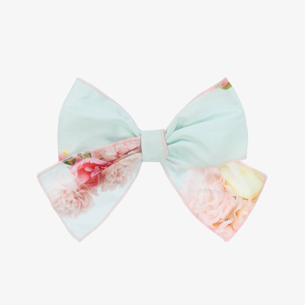 Phi Clothing - Girls Blue & Pink Roses Hair Clip (18cm) | Childrensalon