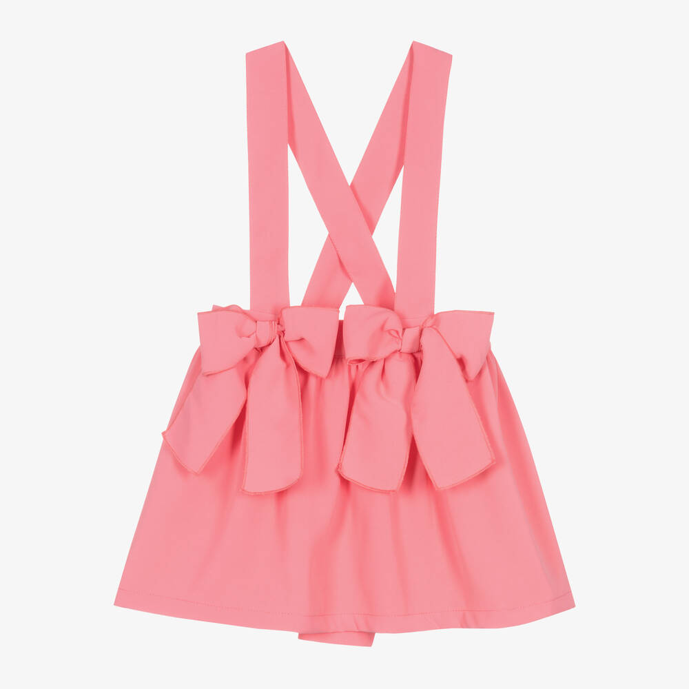 Phi Clothing - Jupe rose corail en crêpe avec nœud fille | Childrensalon