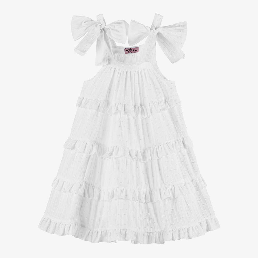 Phi Clothing - Robe blanche en plumetis de coton | Childrensalon