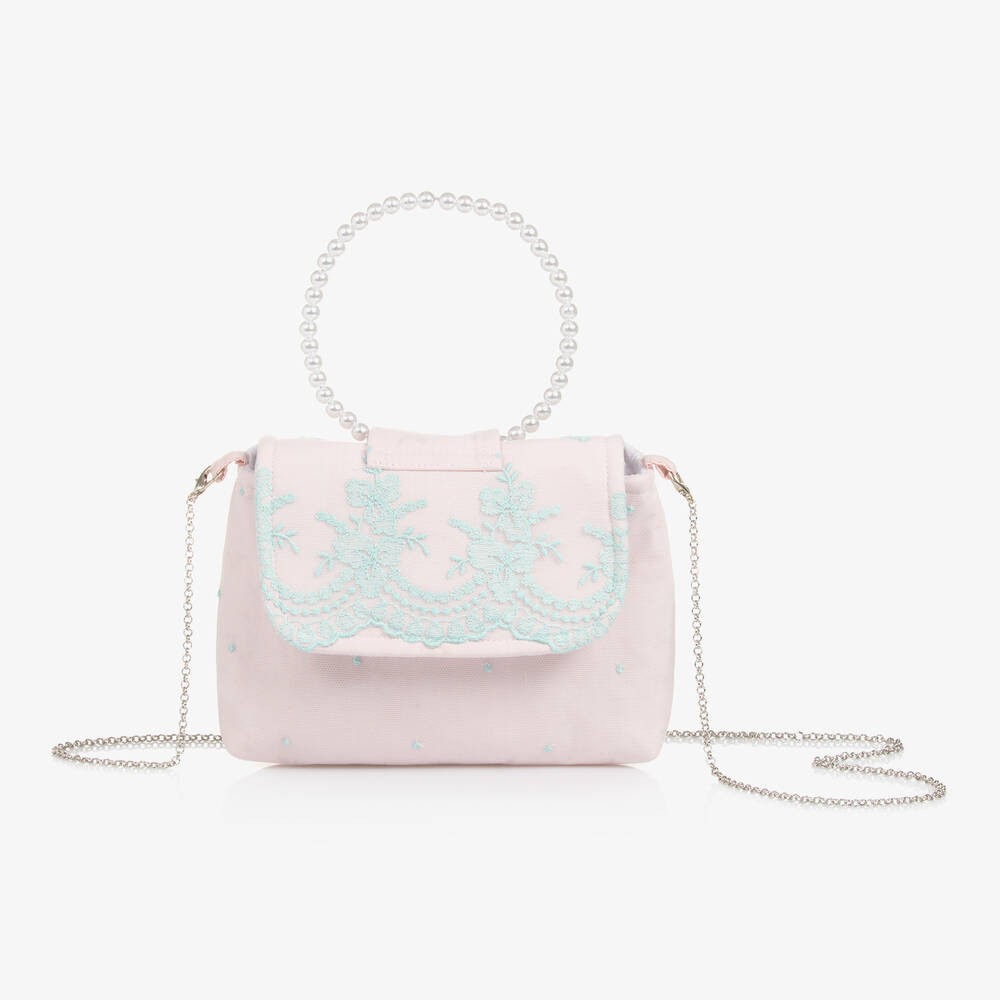 Piccola Speranza - Girls Pink Lace & Tulle Handbag (18cm) | Childrensalon