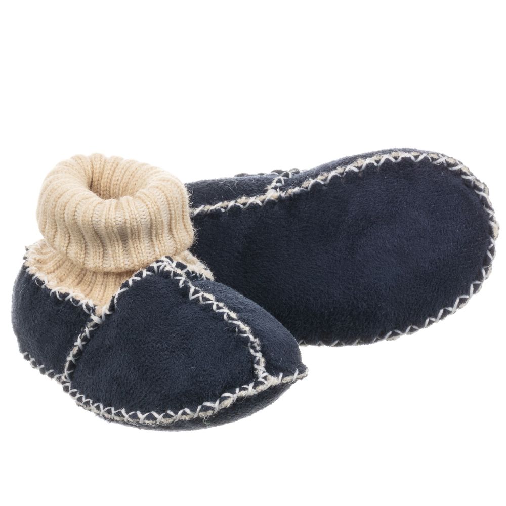 Playshoes - Blue Wool-Lined Slippers 