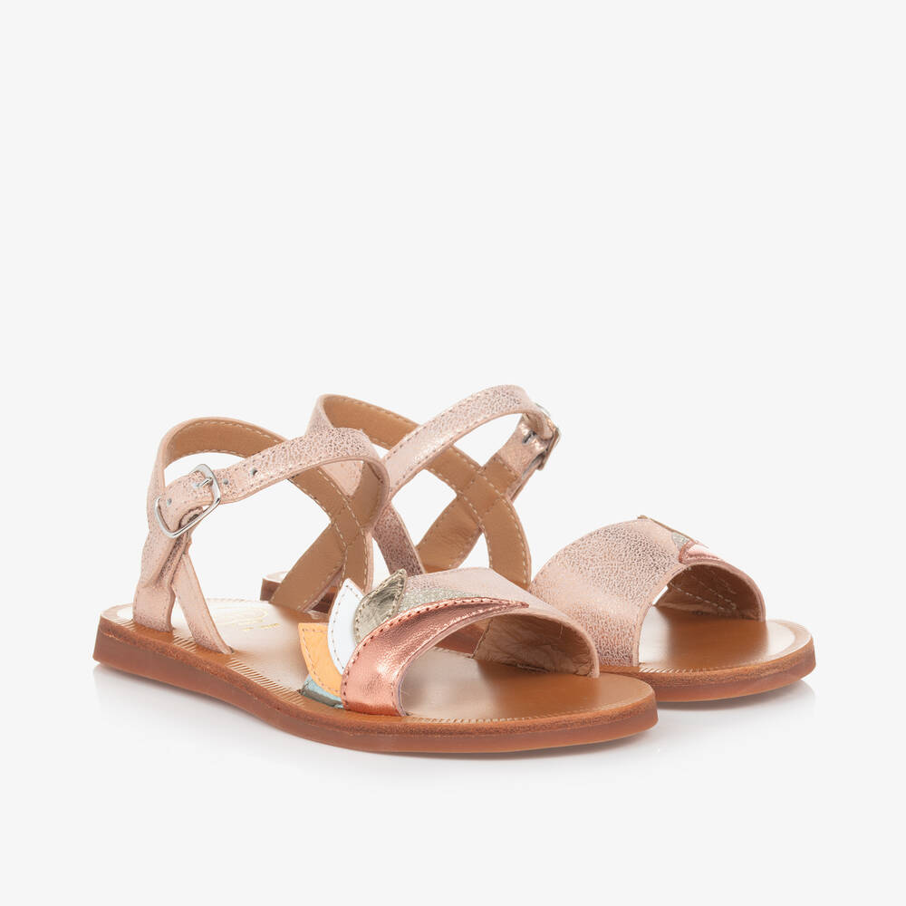 Pom d'Api - Girls Rose Gold Leather Sandals | Childrensalon