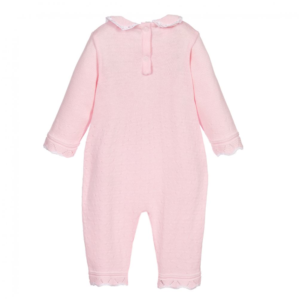 Pretty Originals - Girls Pink Knitted Babysuit | Childrensalon Outlet
