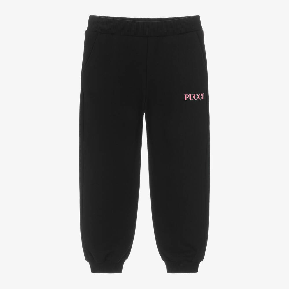 PUCCI - Girls Black Cotton Joggers | Childrensalon