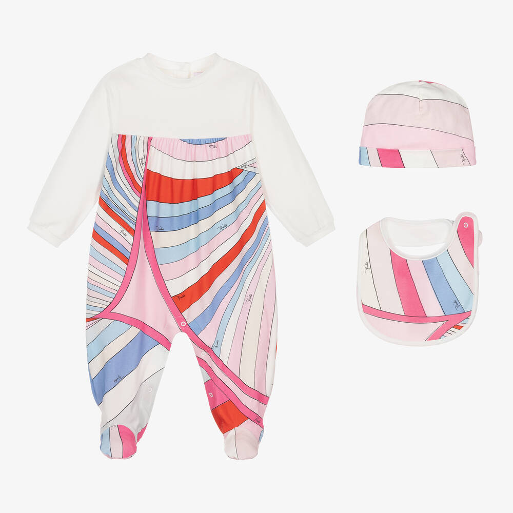 PUCCI - Girls Cotton Iride Babygrow Gift Set | Childrensalon