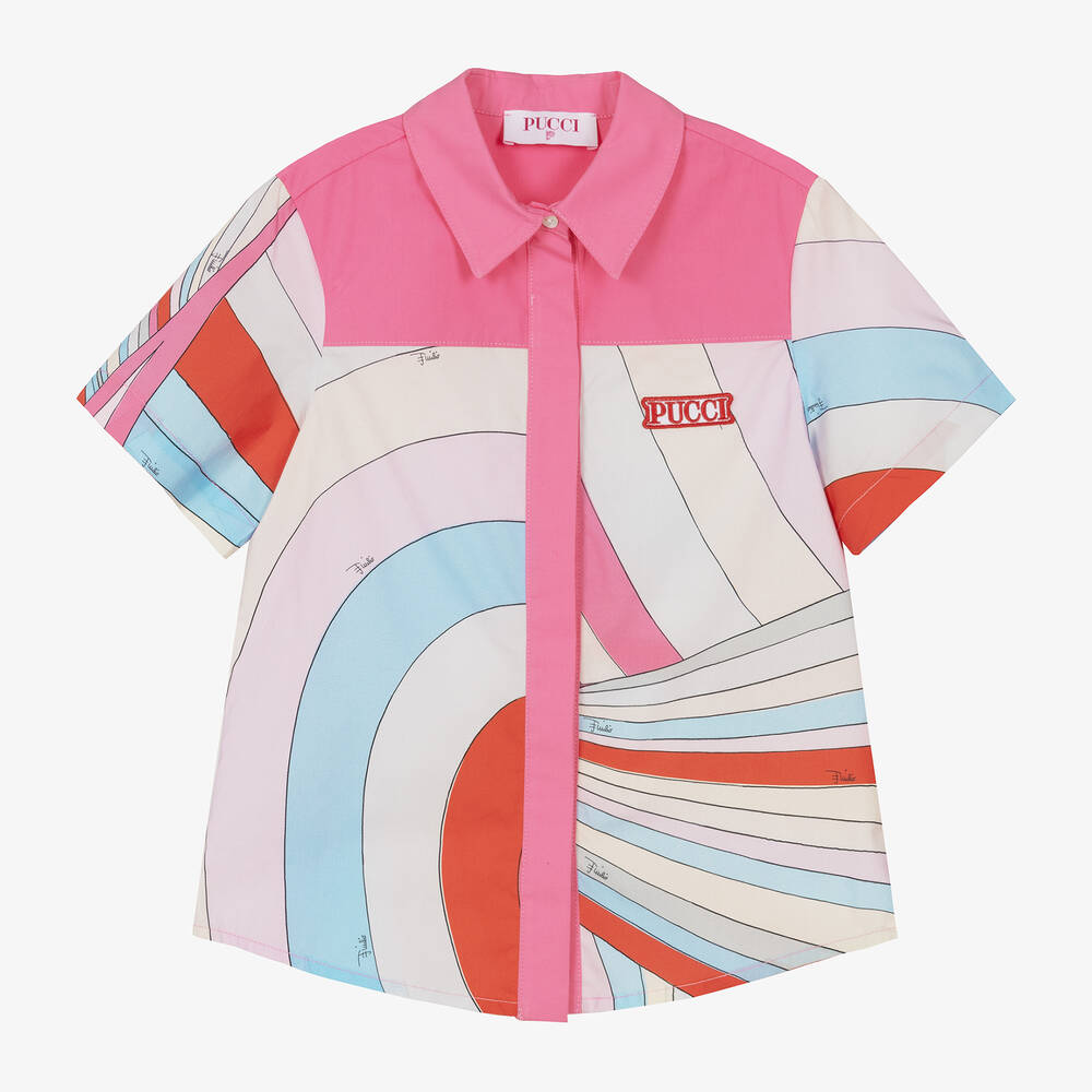 PUCCI - Blouse rose en coton bio Iride fille | Childrensalon