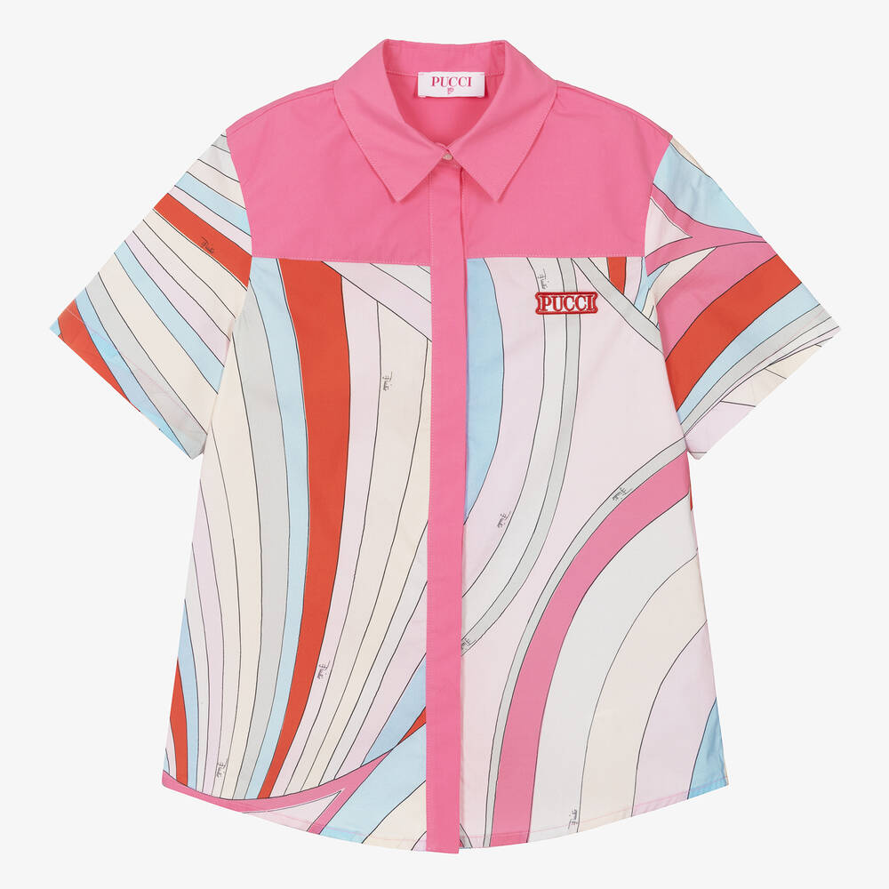 PUCCI - Blouse rose en coton Iride ado fille | Childrensalon