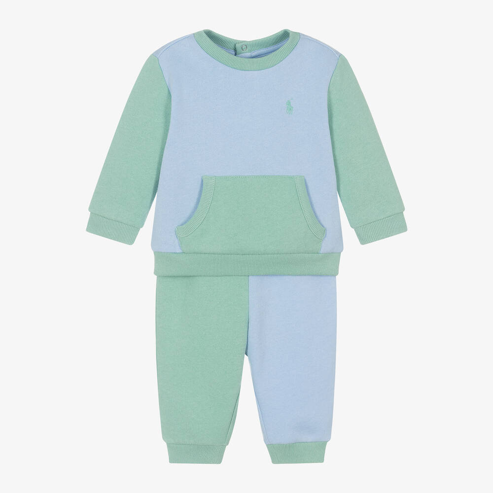 Ralph Lauren - Baby Boys Blue Colourblock Tracksuit | Childrensalon