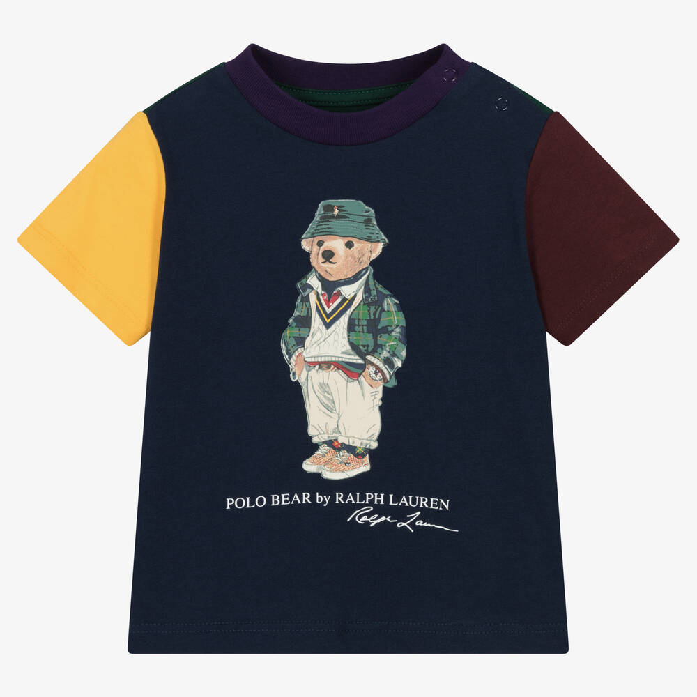 Ralph Lauren - Blaues Polo Bear Baumwoll-T-Shirt | Childrensalon