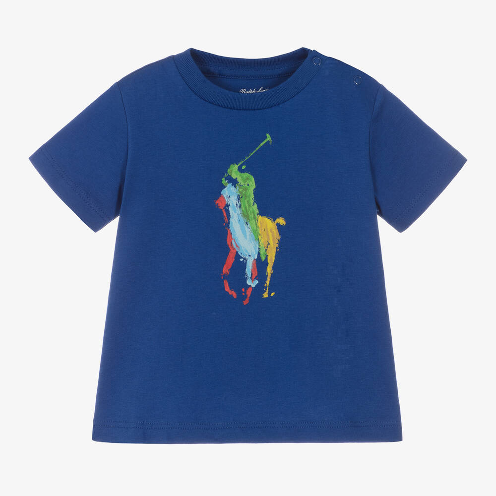 Ralph Lauren - Baby Boys Blue Pony Cotton T-Shirt | Childrensalon