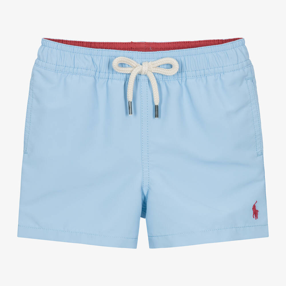 Ralph Lauren - Baby Boys Blue Pony Swim Shorts | Childrensalon