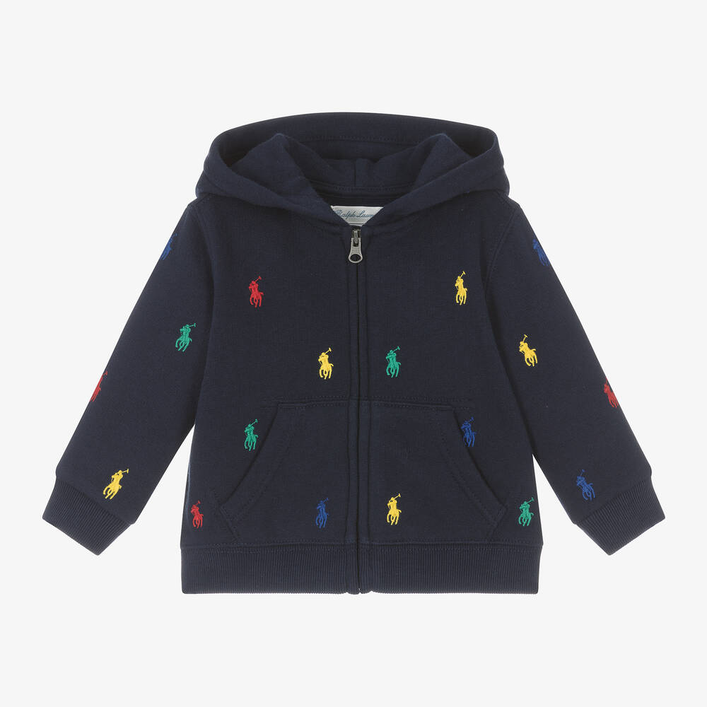 Ralph Lauren - Haut zippé bleu marine foncé Pony | Childrensalon