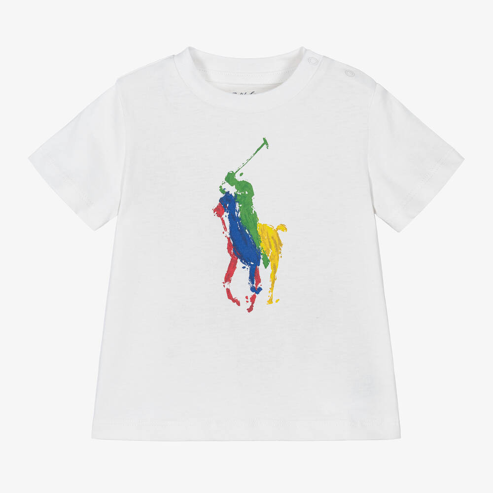 Ralph Lauren - T-shirt blanc en coton Pony bébé garçon | Childrensalon