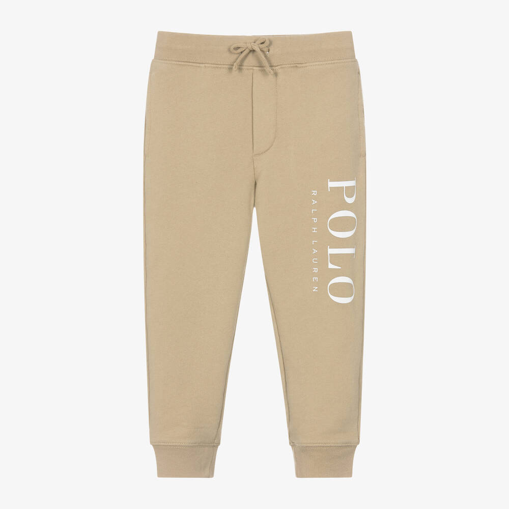 Ralph Lauren - Boys Beige Cotton Joggers | Childrensalon