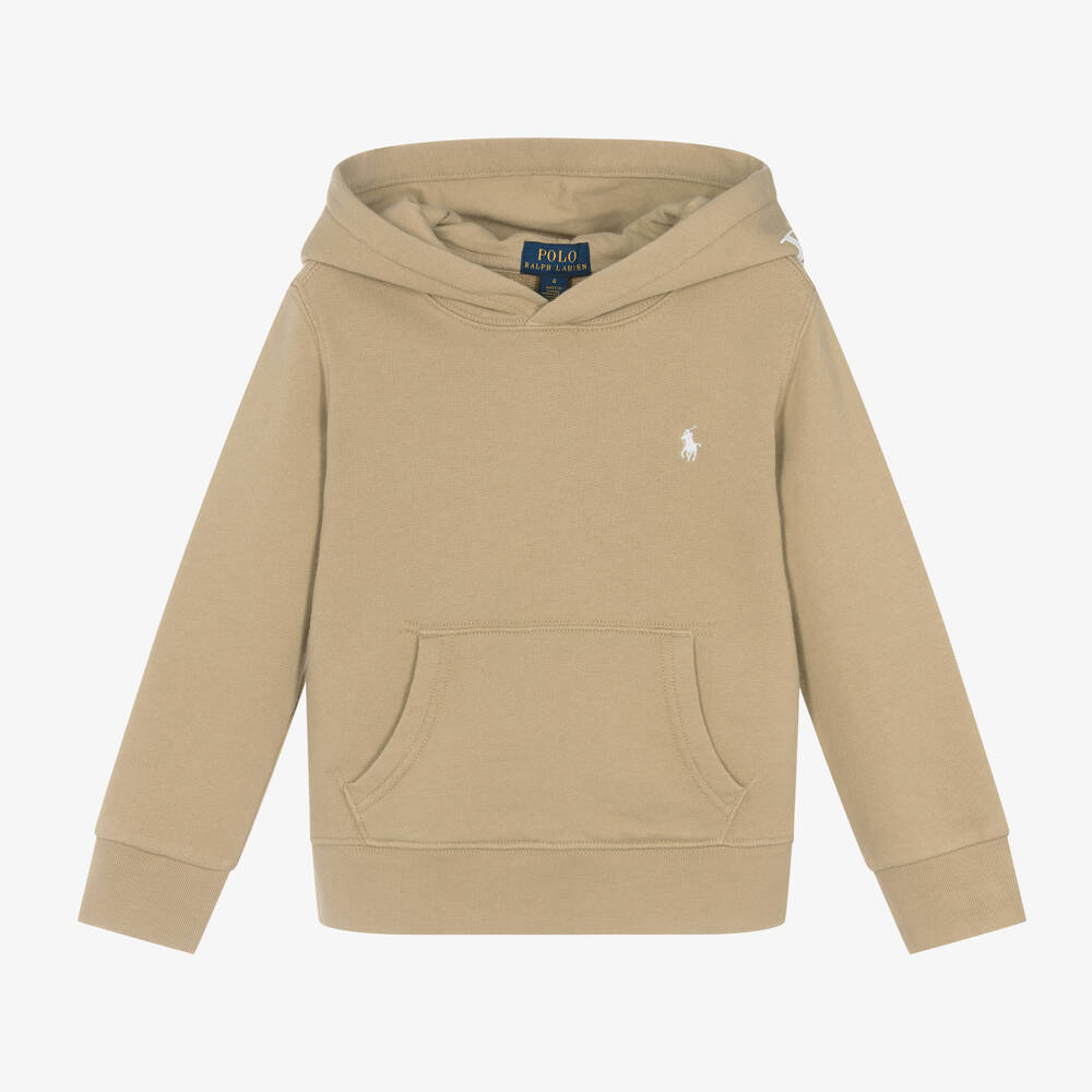 Ralph Lauren - Boys Beige Cotton Polo Hoodie | Childrensalon