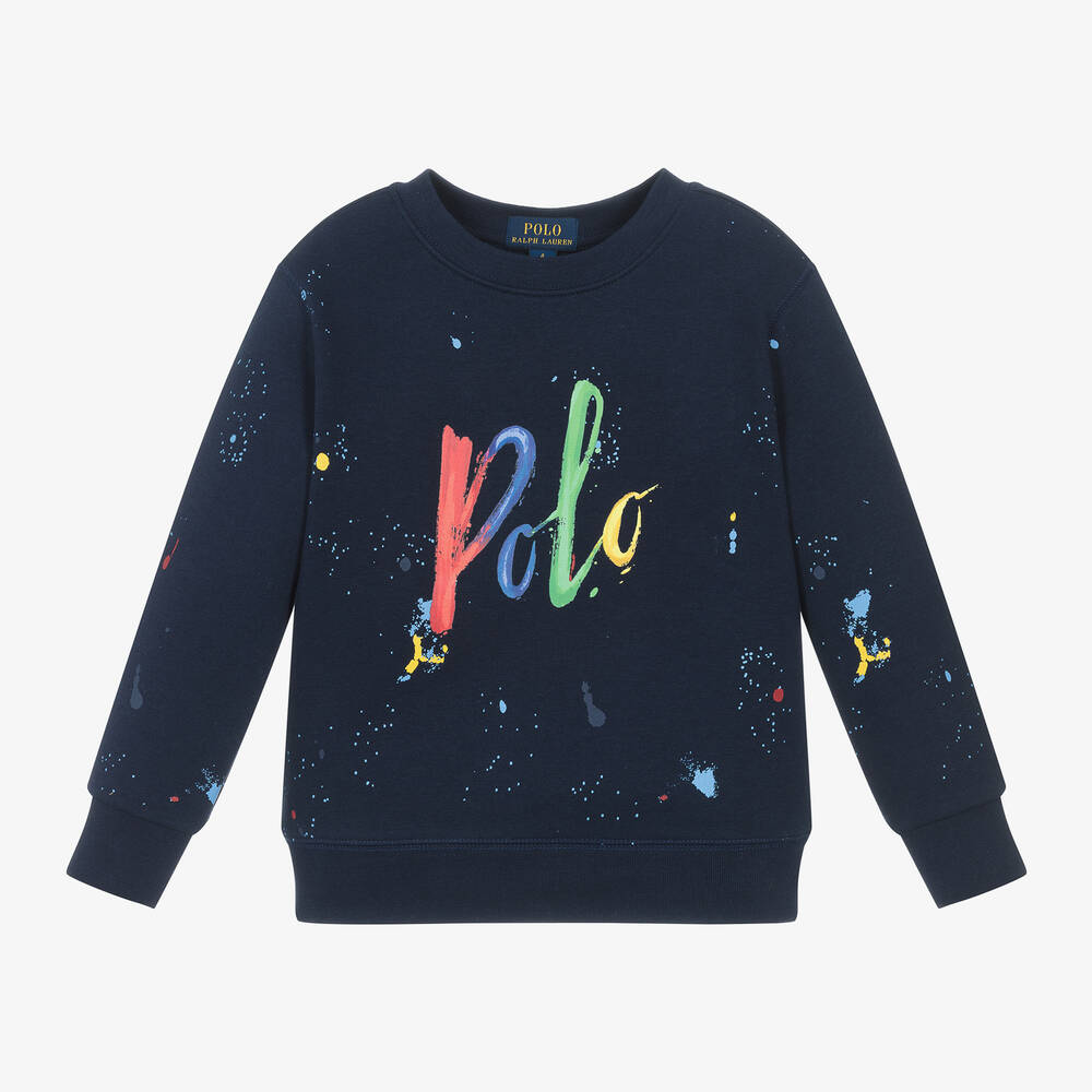 Ralph Lauren - سويتشيرت قطن جيرسي لون كحلي للأولاد | Childrensalon