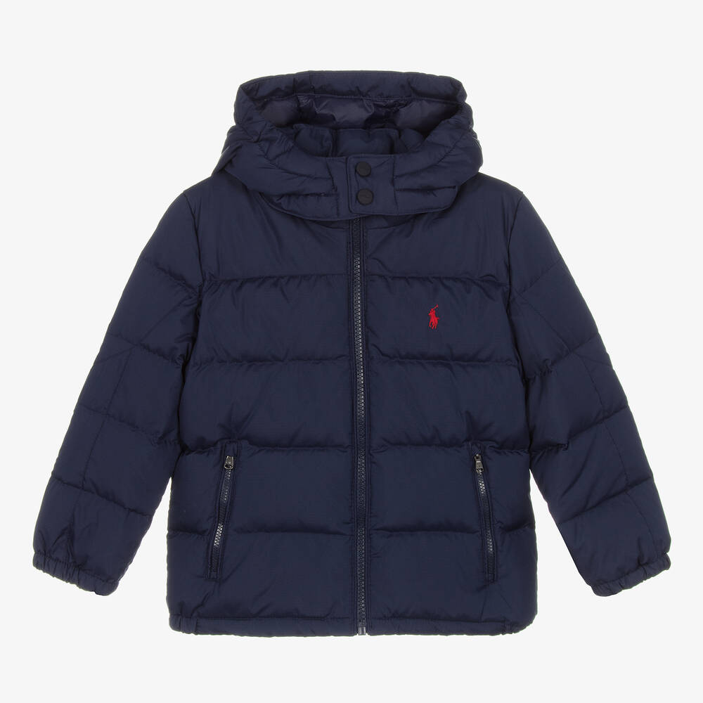 Ralph Lauren - Boys Blue Down Puffer Jacket | Childrensalon