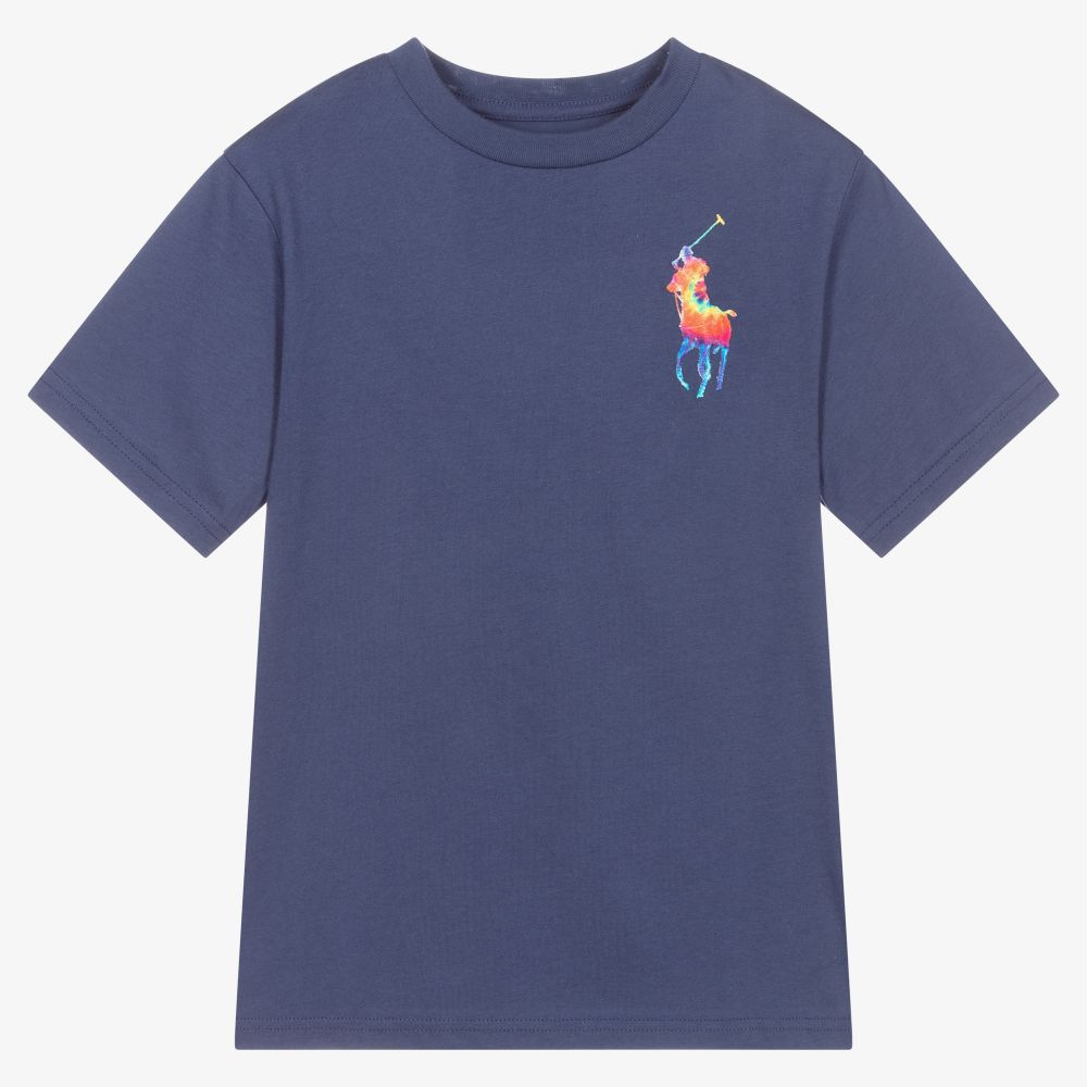 Ralph Lauren - Boys Blue Logo Cotton T-Shirt | Childrensalon Outlet