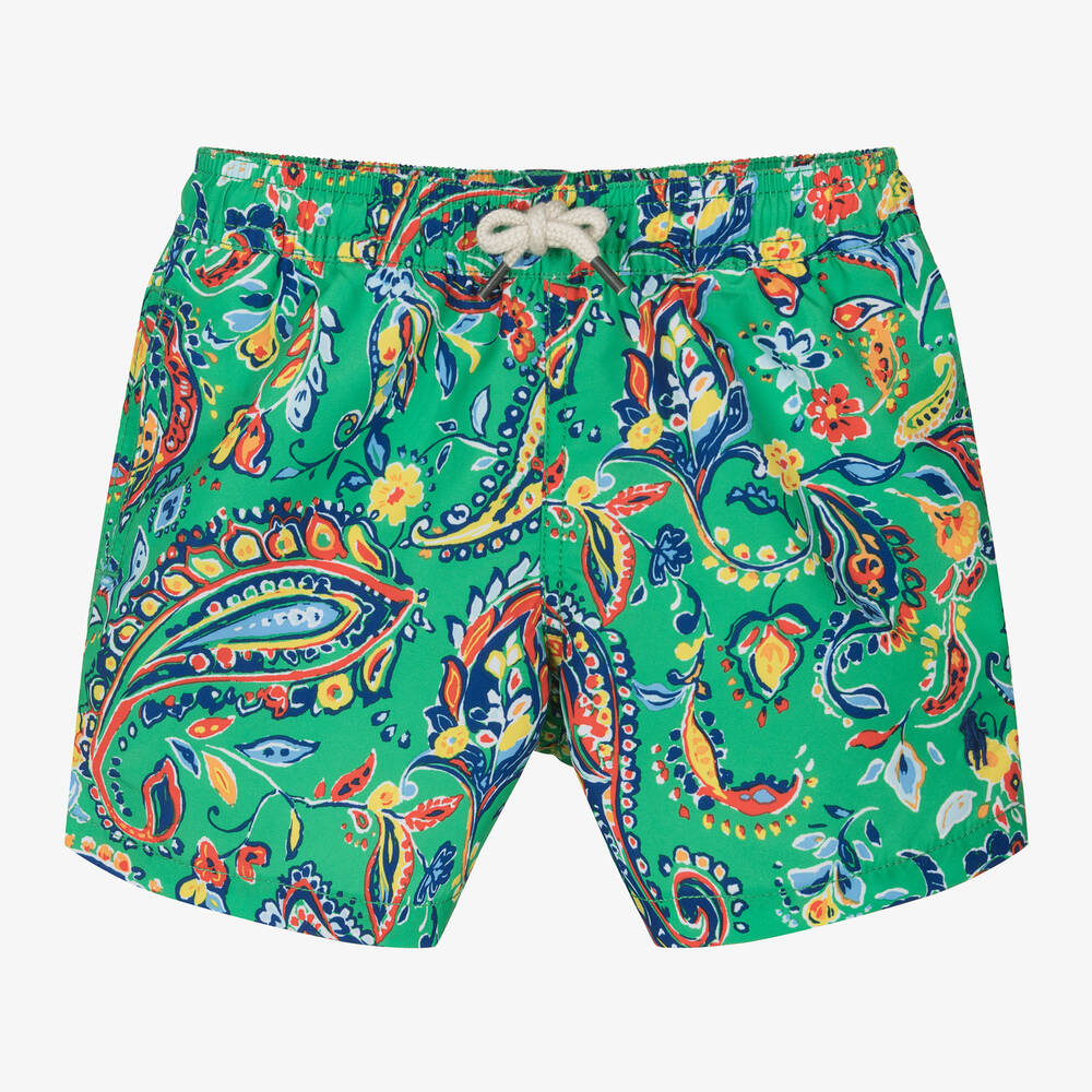 Ralph Lauren - Short de bain vert à motif cachemire | Childrensalon