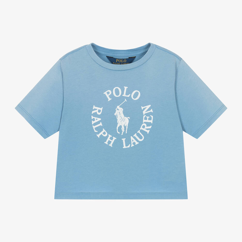 Ralph Lauren - تيشيرت قطن جيرسي لون أزرق للبنات | Childrensalon