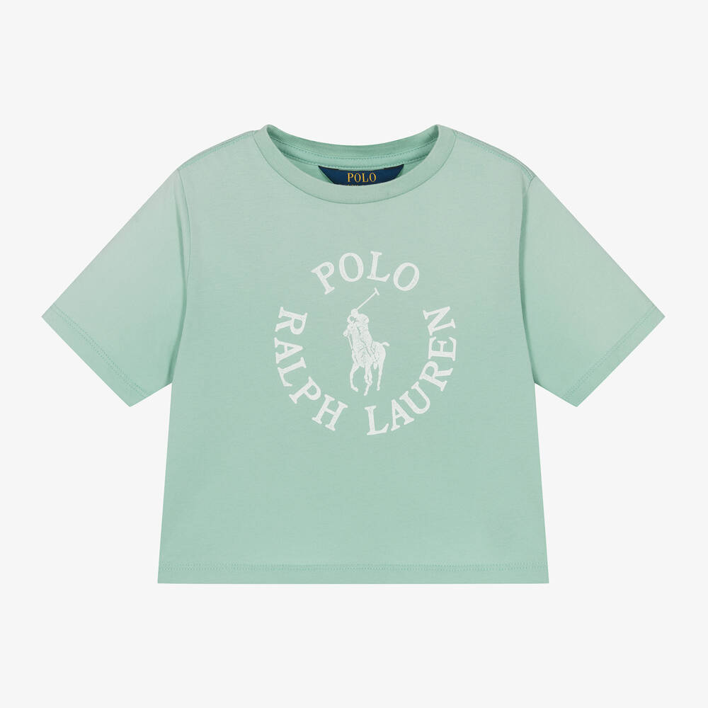 Ralph Lauren - تيشيرت قطن جيرسي لون أخضر للبنات | Childrensalon