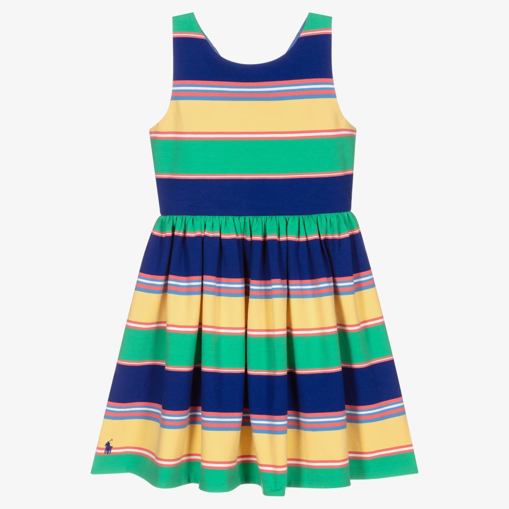Polo Ralph Lauren - Girls Green Striped Dress | Childrensalon Outlet