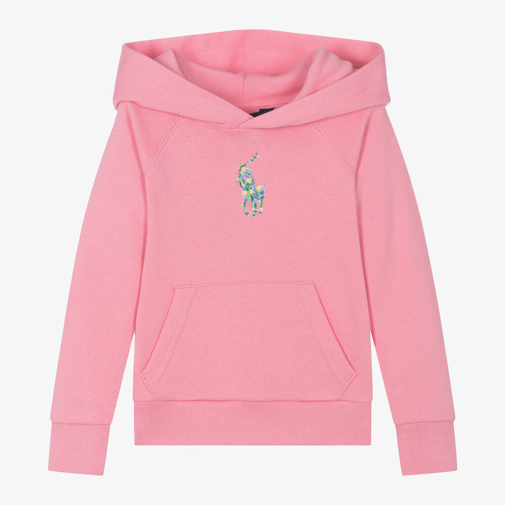 Ralph Lauren - Girls Pink Cotton Hoodie | Childrensalon