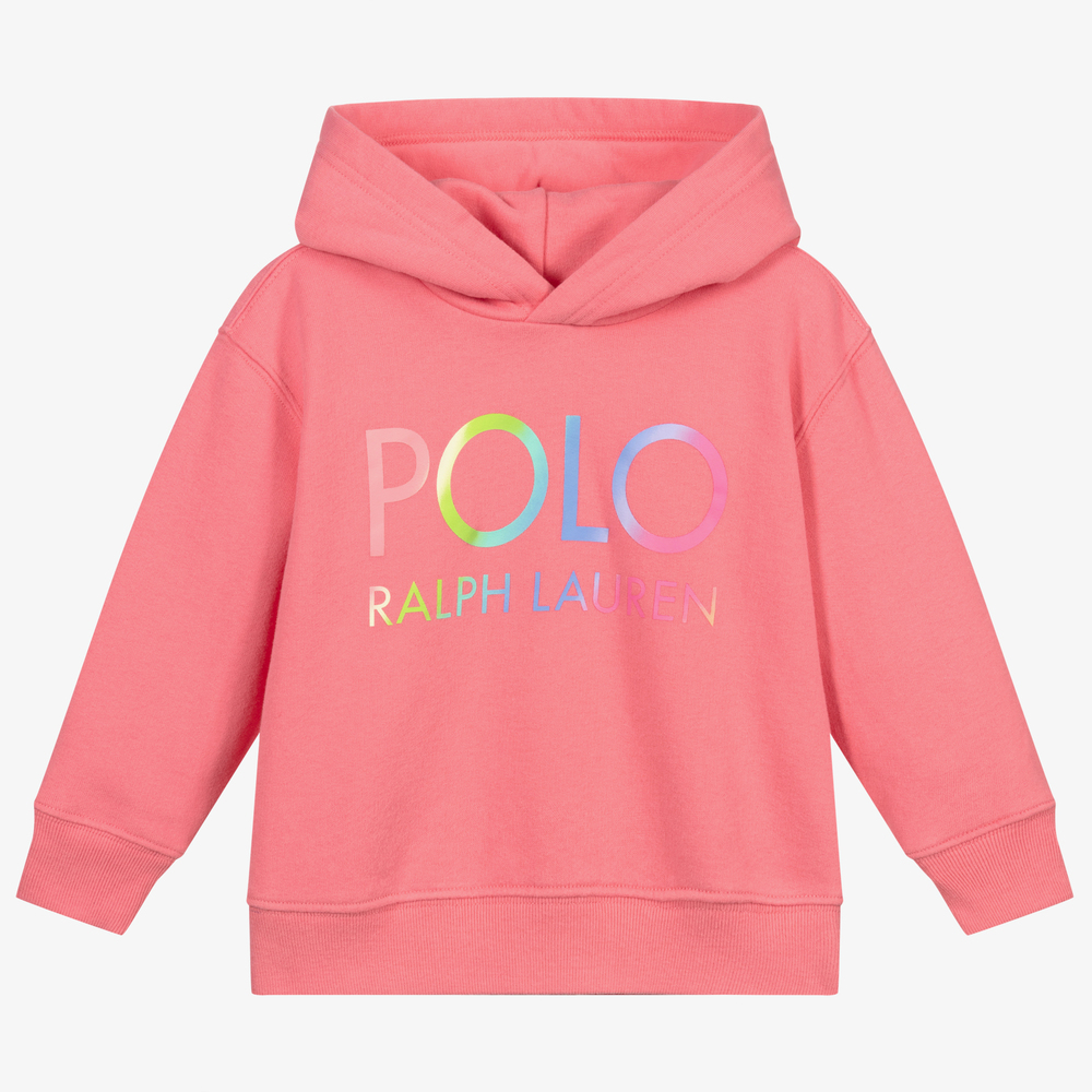 Polo Ralph Lauren - Girls Pink Cotton Logo Hoodie | Childrensalon Outlet