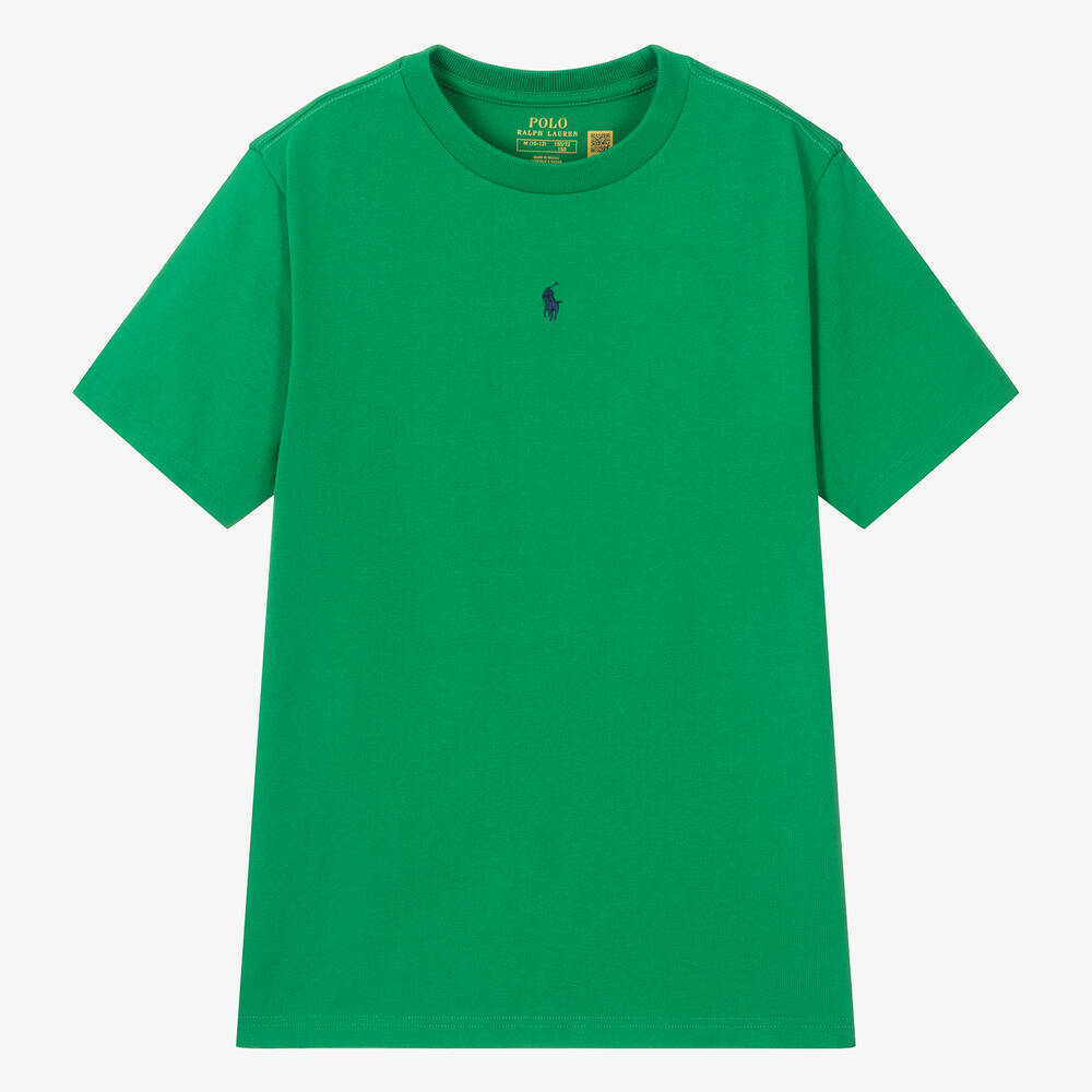 Ralph Lauren - T-shirt vert en coton Pony ado garçon | Childrensalon