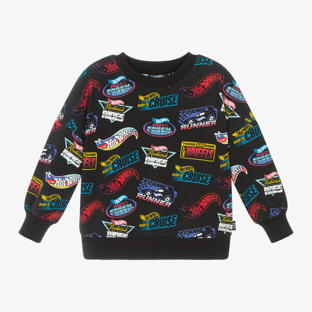 Rock Your Baby - Boys Black Cotton Hot Wheels Sweatshirt | Childrensalon