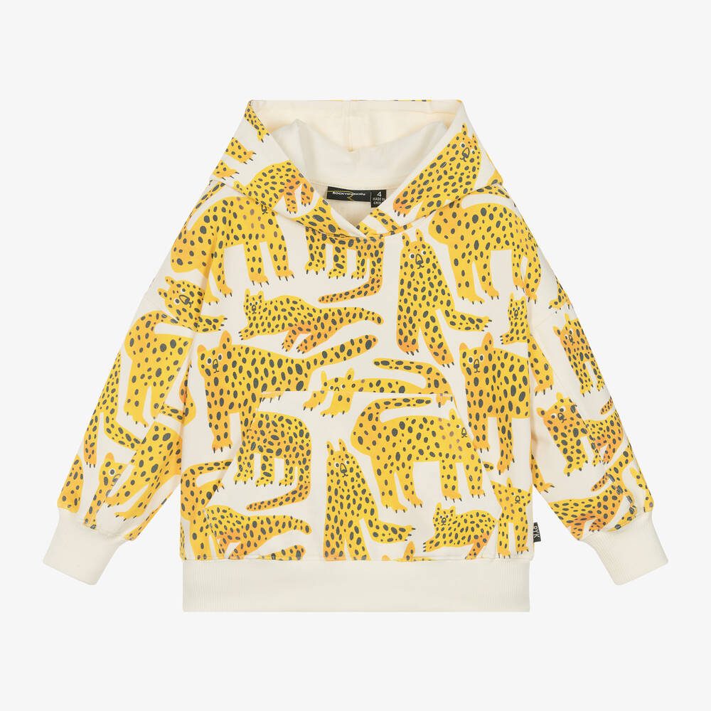 Rock Your Baby - Boys Ivory Cotton Leopard Hoodie | Childrensalon