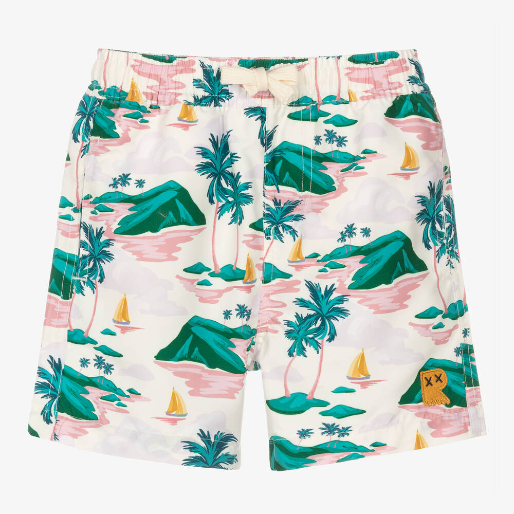 Rock Your Baby - Boys Ivory Island Hopping Swim Shorts | Childrensalon