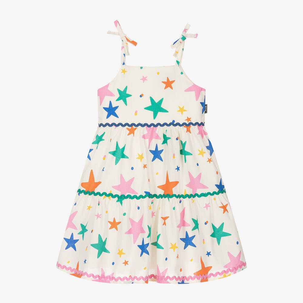 Rock Your Baby - Girls Ivory Cotton Stars Tiered Dress | Childrensalon