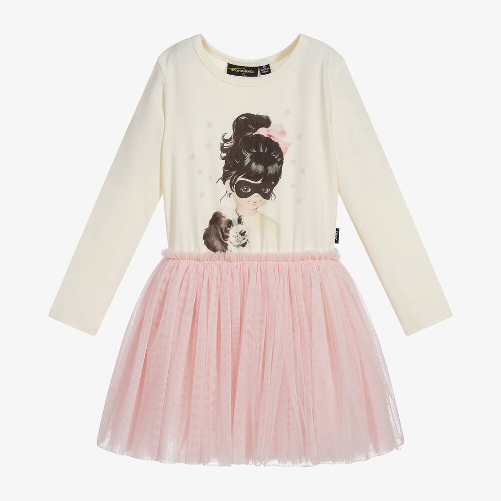 Rock Your Baby - Girls Ivory & Pink Dress | Childrensalon