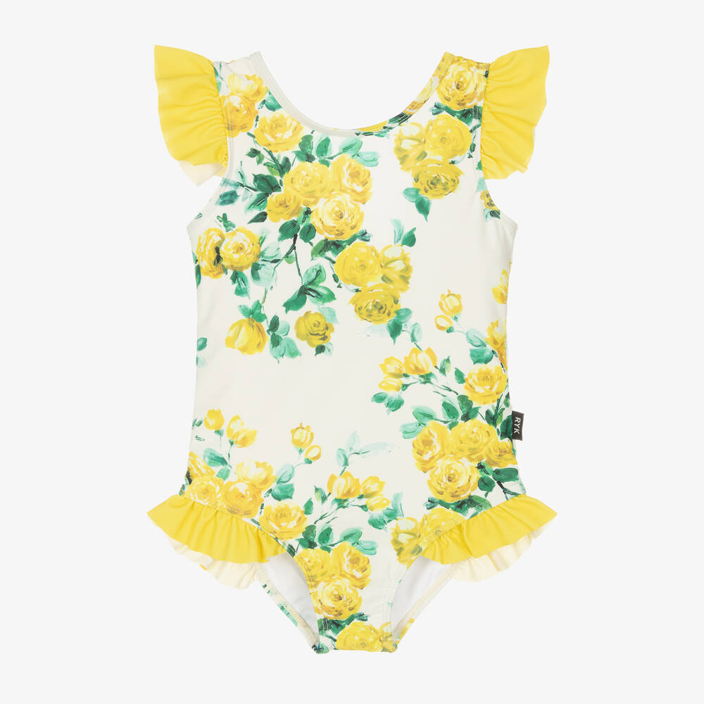 Rock Your Baby - Maillot de bain roses jaunes UPF50+ | Childrensalon