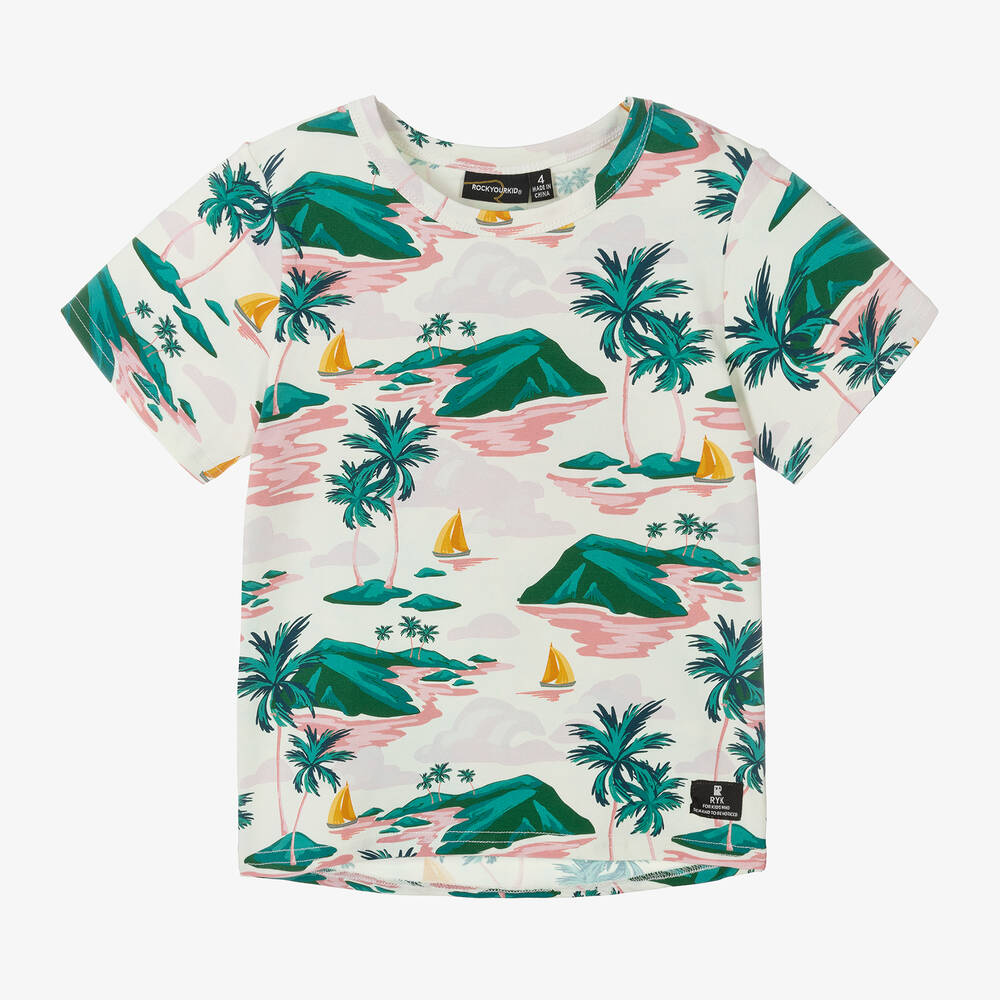 Rock Your Baby - T-shirt vert en coton Island Hopping | Childrensalon