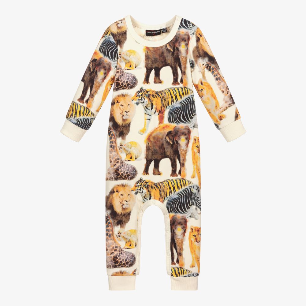 Rock Your Baby - Ivory Cotton Safari Babysuit | Childrensalon Outlet