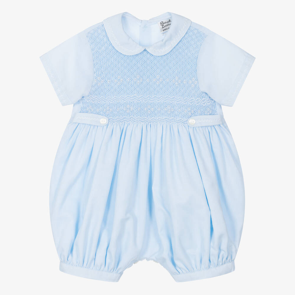 Sarah Louise - Baby Boys Blue Smocked Shortie | Childrensalon