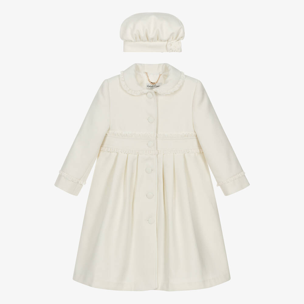 Sarah Louise - Girls Ivory Coat & Hat Set | Childrensalon