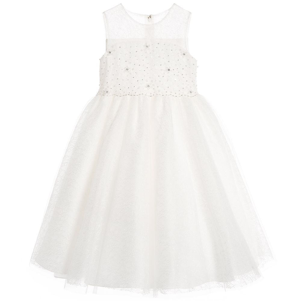 Sarah Louise - Girls Ivory Embellished Tulle Dress | Childrensalon Outlet