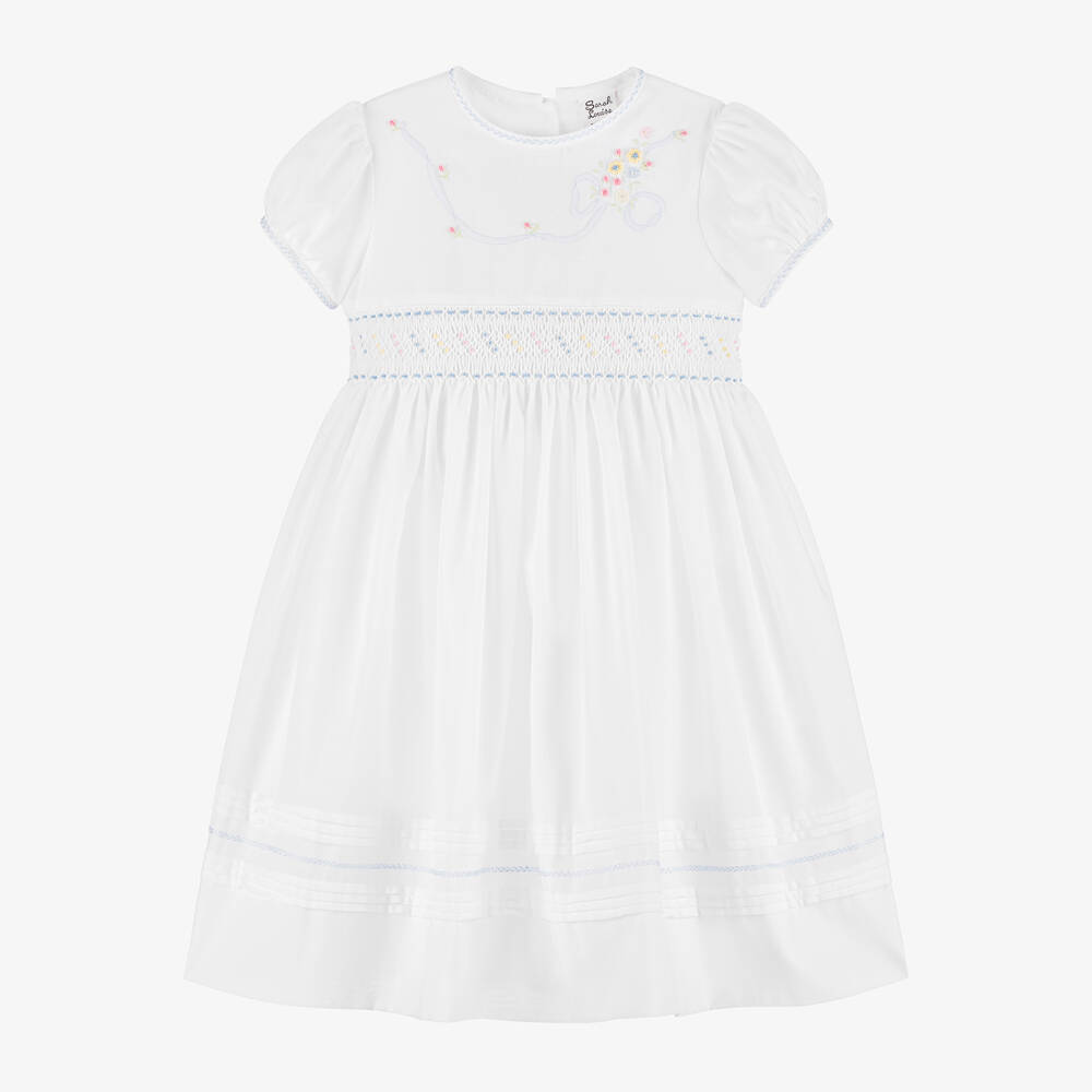 Sarah Louise - Girls White Hand-Smocked Dress | Childrensalon