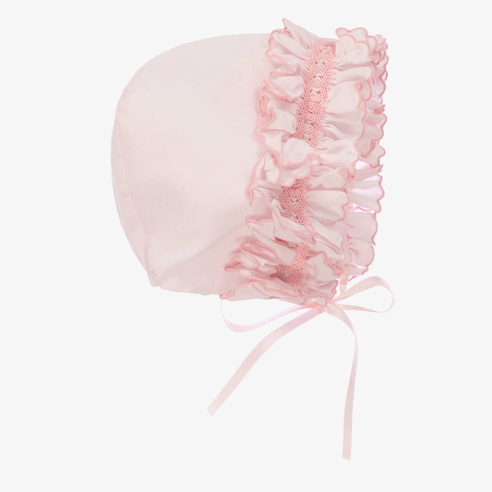 Sarah Louise - Pale Pink Smocked Baby Bonnet  | Childrensalon