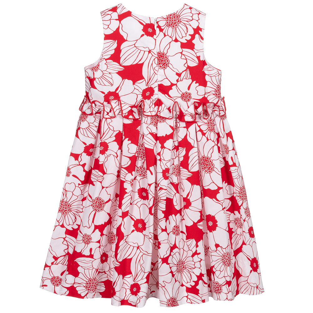 Sarah Louise - Red Floral Cotton Dress | Childrensalon Outlet