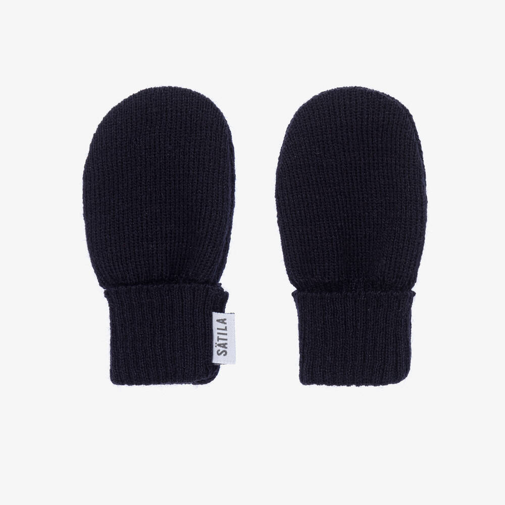 Sätila of Sweden - Navy Blue Trixie Knitted Baby Mittens | Childrensalon