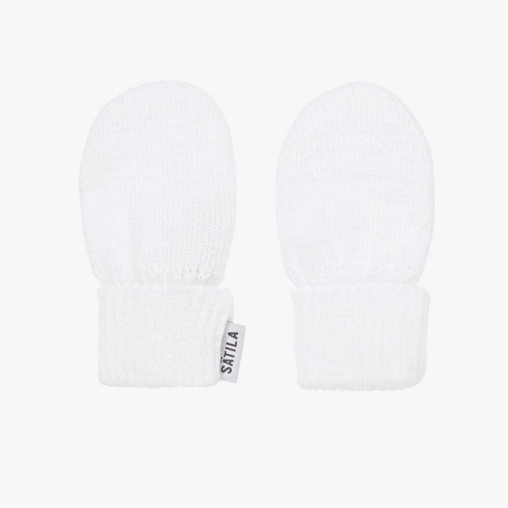 Sätila of Sweden - White Trixie Knitted Baby Mittens | Childrensalon