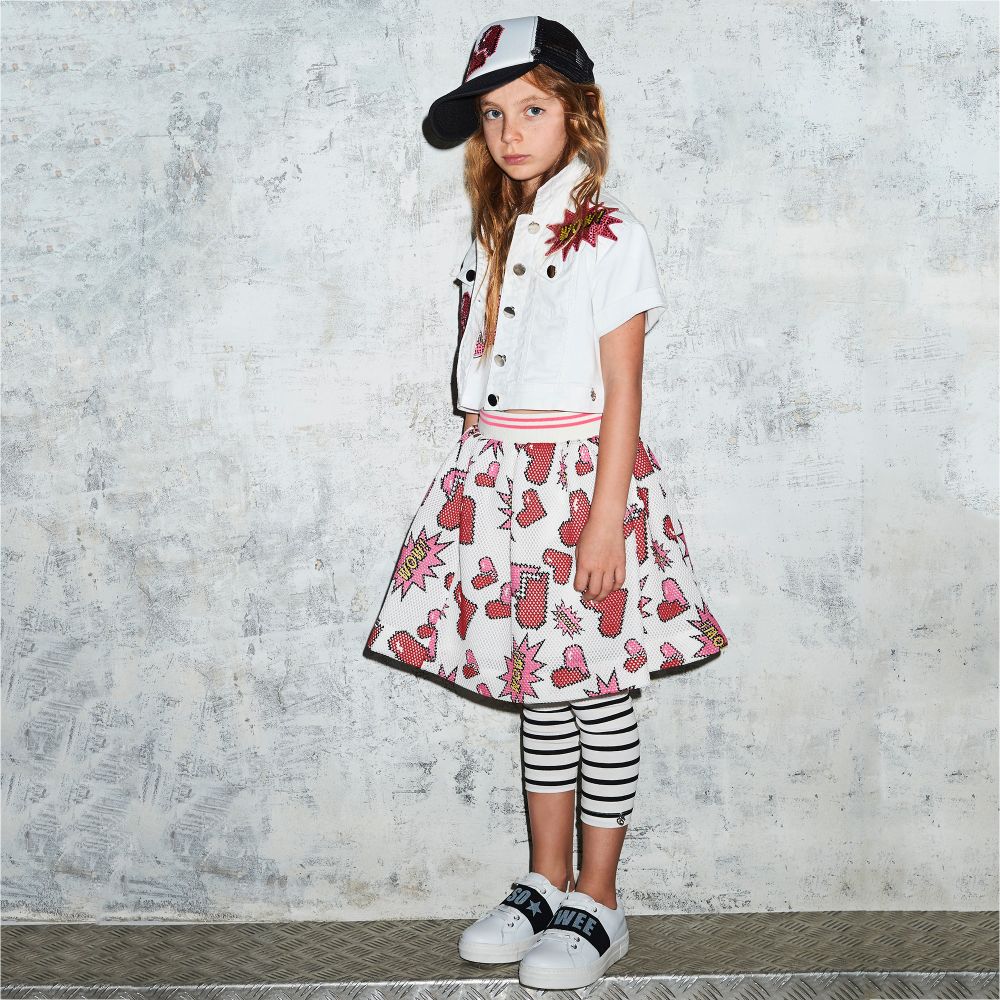 So Twee - White Skirt with Heart Print | Childrensalon Outlet