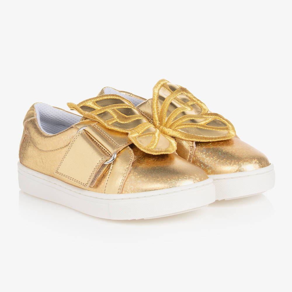 Sophia Webster Mini - Goldene Schmetterling-Ledersneakers | Childrensalon