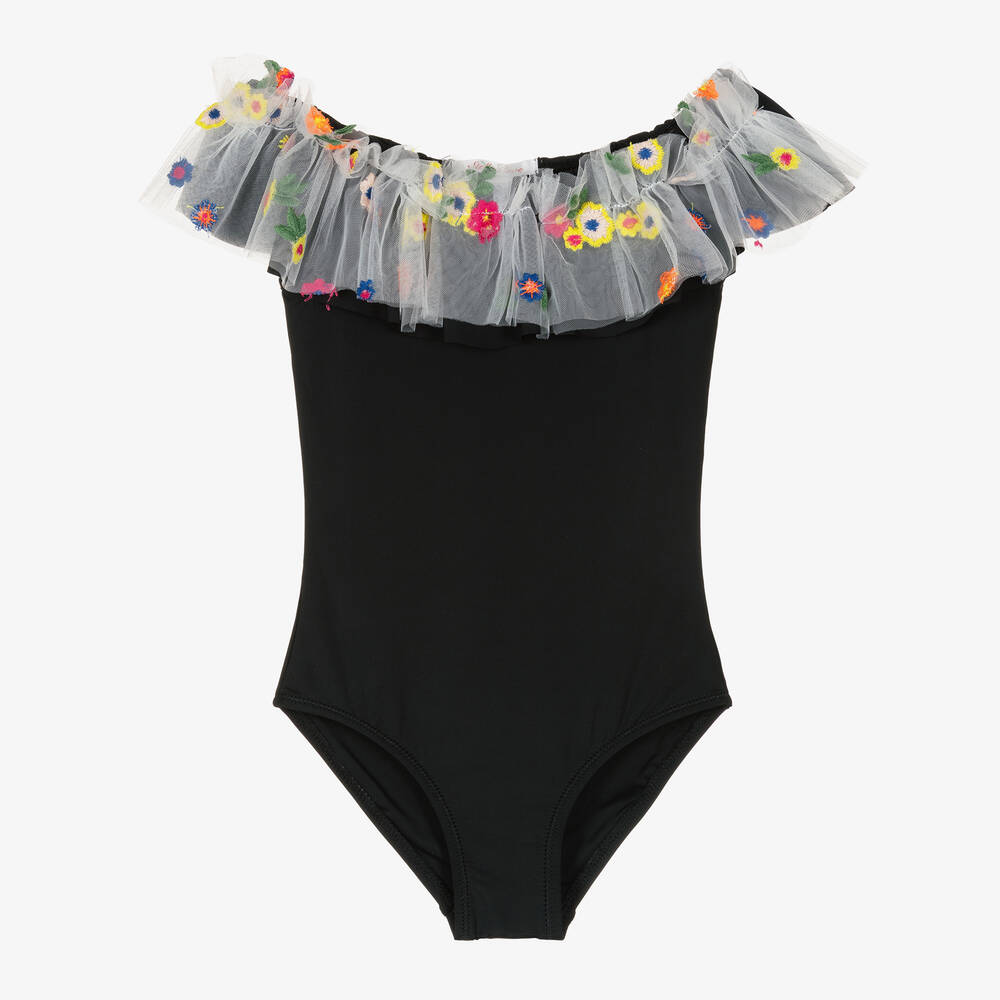 Stella Cove - Maillot de bain noir à tulle brodé | Childrensalon