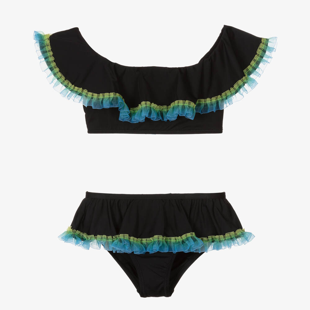 Stella Cove - Girls Black Ruffle Bikini | Childrensalon